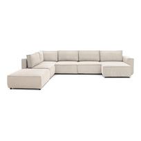 Kampinė sofa kreminės spalvos iš kordinio velveto (su kairiuoju kampu/„U“ formos) Nihad modular – Bobochic Paris