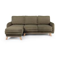 Iš kordinio velveto sulankstoma kampinė sofa žalios spalvos (kintama) Tori – Bonami Selection