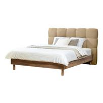 Dvigulė lova smėlio spalvos audiniu dengta su lovos grotelėmis 140x190 cm Kumo – Bobochic Paris