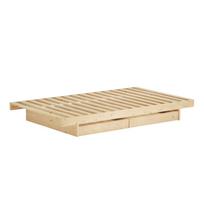 Iš pušies masyvo dvigulė lova natūralios spalvos su sandėliavimo vieta su lovos grotelėmis 180x200 cm Kanso – Karup Design