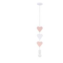 Baltos spalvos/rožinės spalvos vaikiškas pakabinamas šviestuvas su metaliniu gaubtu Hearts – Candellux Lighting