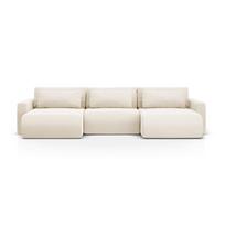 Smėlio spalvos iš velveto sulankstoma/su sandėliavimo vieta kampinė sofa („U“ formos) Belfast – Cosmopolitan Design