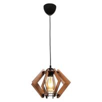 Juodas lubinis šviestuvas su mediniu gaubtu - Squid Lighting