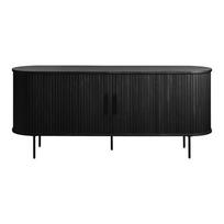 Žema šoninė spintelė juodos spalvos iš ąžuolo su stumdomomis durimis 76x180 cm Nola – Unique Furniture
