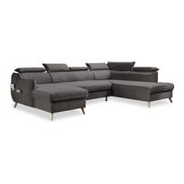 Sulankstoma kampinė sofa iš velveto tamsiai pilkos spalvos (su dešiniuoju kampu/„U“ formos) Sweet Harmony – Miuform