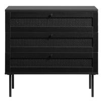 Juoda žema ąžuolinė komoda 80x75 cm Pensacola - Unique Furniture
