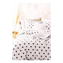 Iš ranforce medvilnės viengulė/itin ilga patalynė baltos spalvos su paklode/3 dalių 160x220 cm Mini Hearts – Mila Home
