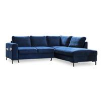 Iš velveto sulankstoma kampinė sofa tamsiai mėlynos spalvos (su dešiniuoju kampu) Lofty Lilly – Miuform