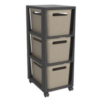 Juoda ir smėlio spalvos plastikinė mobili lentyna 30x77 cm Brisen - Rotho