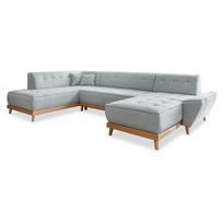 Šviesiai pilka sofa-lova U formos Miuform Dazzling Daisy, kairysis kampas