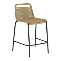 Smėlio spalvos baro kėdė su plienine konstrukcija Kave Home Glenville, aukštis 62 cm