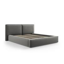 Iš aksomo dvigulė lova pilkos spalvos audiniu dengta su sandėliavimo vieta su lovos grotelėmis 180x200 cm Arendal – Cosmopolitan Design
