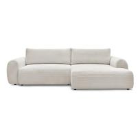 Iš kordinio velveto sulankstoma kampinė sofa kreminės spalvos (su dešiniuoju kampu) Lucien – Bobochic Paris