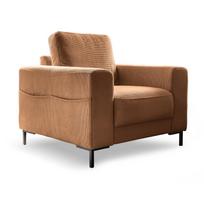 Iš kordinio velveto krėslas oranžinės spalvos/rudos spalvos Lofty Lilly – Miuform