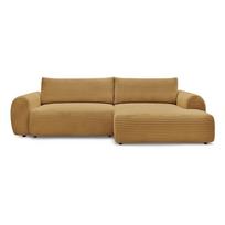 Iš kordinio velveto sulankstoma kampinė sofa garstyčių spalvos (su dešiniuoju kampu) Lucien – Bobochic Paris