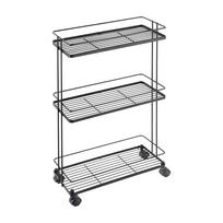Matinės juodos spalvos iš plieno lentyna ant ratukų 38x62x16 cm Lava – Metaltex