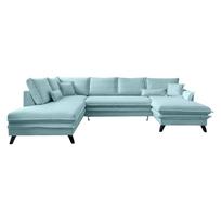 Šviesiai mėlyna U formos sofa-lova Miuform Charming Charlie, kairysis kampas