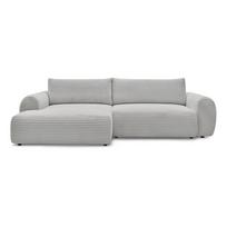 Iš kordinio velveto sulankstoma kampinė sofa šviesiai pilkos spalvos (su kairiuoju kampu) Lucien – Bobochic Paris