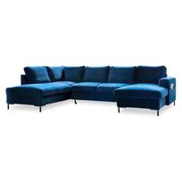 Mėlyna aksominė U formos sofa Miuform Lofty Lilly, kairysis kampas