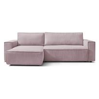 Sulankstoma kampinė sofa šviesiai rožinės spalvos iš kordinio velveto (kintama) Nihad – Bobochic Paris