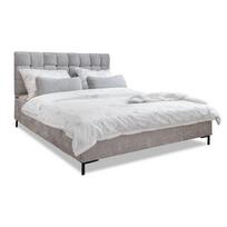 Dvigulė lova šviesiai pilkos spalvos audiniu dengta su lovos grotelėmis 180x200 cm Eve – Miuform