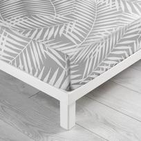 Paklodė iš medvilnės baltos spalvos/pilkos spalvos su guma 160x200 cm Botania – douceur d'intérieur