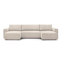 Sulankstoma kampinė sofa smėlio spalvos iš kordinio velveto („U“ formos) Nihad – Bobochic Paris