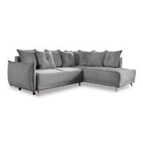 Sulankstoma kampinė sofa iš kordinio velveto pilkos spalvos (su dešiniuoju kampu) Lazy Lukka – Miuform