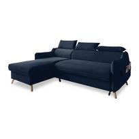 Sulankstoma kampinė sofa iš velveto tamsiai mėlynos spalvos (su kairiuoju kampu) Sweet Harmony – Miuform