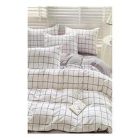 Iš ranforce medvilnės viengulė/itin ilga patalynė baltos spalvos/pilkos spalvos su paklode/3 dalių 160x220 cm Checkered – Mila Home