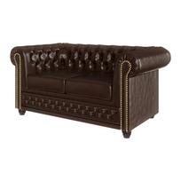 Tamsiai ruda sofa-lova iš odos imitacijos 148 cm York - Ropez