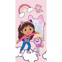 Rožinės spalvos iš medvilnės vaikiškas rankšluostis 70x140 cm Gabby´s Dollhouse – Jerry Fabrics