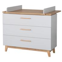 Žema su vystymo stalu vaikiška šoninė spintelė šviesiai pilkos spalvos iš ąžuolo 117x104 cm Caro – Roba