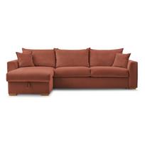 Iš kordinio velveto sulankstoma kampinė sofa raudonos plytų spalvos (kintama) Augustin – Bobochic Paris