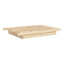 Iš pušies masyvo viengulė lova natūralios spalvos su sandėliavimo vieta su lovos grotelėmis 120x200 cm Kanso – Karup Design