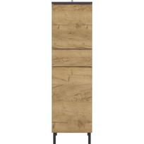 Tamsiai pilka aukšta ąžuolinė vonios kambario spintelė 34x120 cm Salinas - Germania