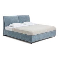 Mėlynos spalvos dvigulė lova audiniu dengta su sandėliavimo vieta su grotelėmis 180x200 cm Myra Pillow – Bonami Selection