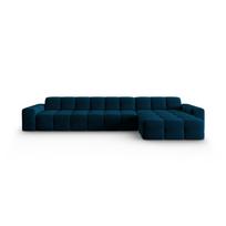 Tamsiai mėlyna aksominė kampinė sofa (dešinysis kampas) Kendal - Micadoni Home