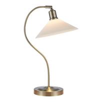 Baltos spalvos/žalvario spalvos stalinis šviestuvas (aukštis 49 cm) su stiklo gaubtu Vela – Markslöjd
