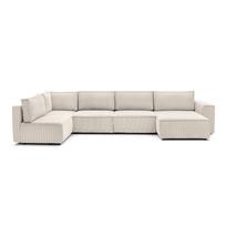 Kampinė sofa kreminės spalvos iš kordinio velveto (su kairiuoju kampu/„U“ formos) Nihad modular – Bobochic Paris