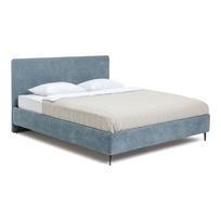 Mėlynos spalvos dvigulė lova audiniu dengta su grotelėmis 180x200 cm Noira Slim – Bonami Selection