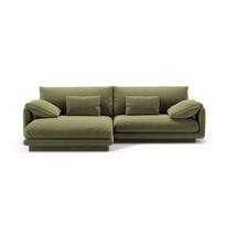 Iš velveto kampinė sofa šviesiai žalios spalvos (su kairiuoju kampu/su gultu) Torino – Micadoni