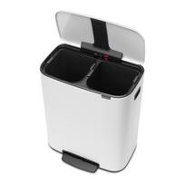 Iš plieno šiukšliadėžė baltos spalvos rūšiavimui/su pedalu 60 l Bo – Brabantia