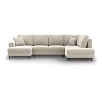Smėlio spalvos iš velveto sulankstoma/su sandėliavimo vieta kampinė sofa (su dešiniuoju kampu/„U“ formos) Kyoto – Cosmopolitan Design