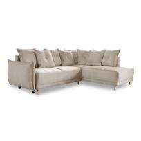 Sulankstoma kampinė sofa iš kordinio velveto smėlio spalvos (su dešiniuoju kampu) Lazy Lukka – Miuform