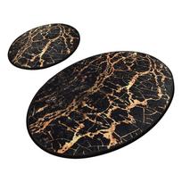 2 juodų ovalių vonios kilimėlių rinkinys Foutastic Gold Marble