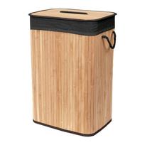 Juodos spalvos/natūralios spalvos iš bambuko skalbinių krepšys 78 l Bamboo – Compactor