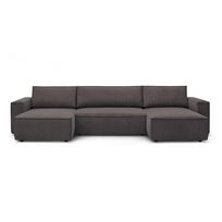 Taupe spalvos iš kordinio velveto sulankstoma kampinė sofa („U“ formos) Nihad – Bobochic Paris