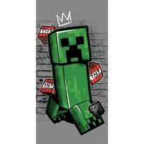 Žalios spalvos/pilkos spalvos iš medvilnės vaikiškas rankšluostis 70x140 cm Minecraft "Metro Art Creeper" – Jerry Fabrics