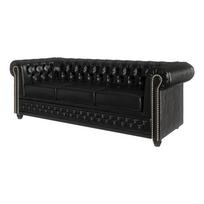 Juoda dirbtinės odos sofa 203 cm York - Ropez